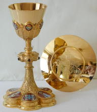 French antique solid silver gilt Gothic Chapel Set